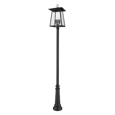 Z-Lite Rainer 6 Light Outdoor Post Mounted Fixture, 17.5in. W x 126in. H, Black 5015PHXXLR-511P-BK